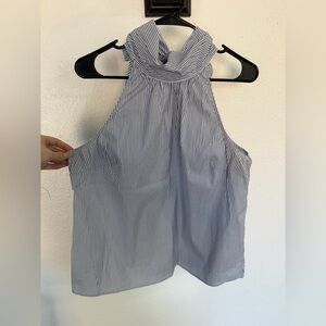 41 Hawthorn Blue and White Pinstripe Halter Cami